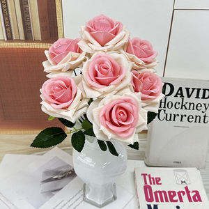 Rose artificielle en velours de haute qualité, grande rose à 7 têtes, vente en gros, pour la décoration de la maison - Product Image 4