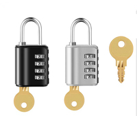 XMM-609 En Laiton Cadenas Code Clé Noir/Argent 4 Chiffres Mot de Passe Serrure à Combinaison Avec Mater Clés pour Cabinet Gym Porte de Sécurité