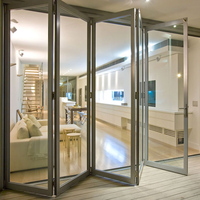 Porte accordéon en aluminium à double vitrage, finition moderne AS2047, pour patio extérieur de villa