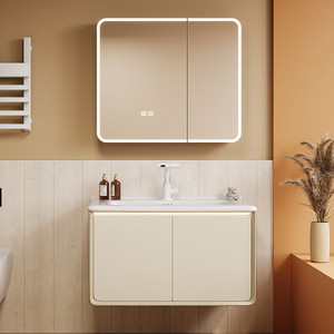 Wholesale Custom High-quality Simple European-style Luxury Wooden Floating Bathroom Vanity with Sink and <b>Mirror</b> - Product Image 2