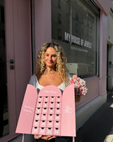 Ruban décoratif pour festival des couleurs, nœud personnalisé, boîte de calendrier de l'avent pour la Saint-Valentin, boîte vide en carton rose, boîte cadeau de compte à rebours pour anniversaire
