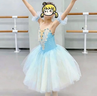 Robe de ballet professionnelle romantique longue en tulle polyester pour filles, costume de danse de fête pour enfants, jupe en tulle