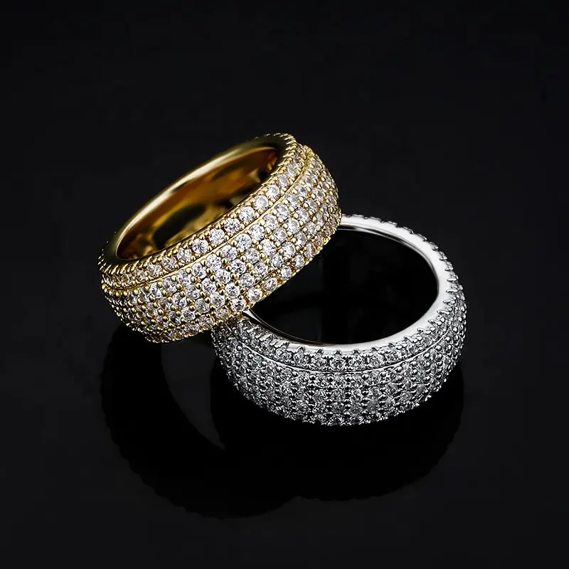 Gioielli da sposa di moda anello personalizzato con montatura completa anelli di diamanti in argento dorato signore degli anelli per uomini e donne