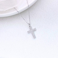 Collier à pendentif croix pour homme en argent sterling 925 rhodié Baptême chrétien Anniversaire Cadeau de Noël Bas