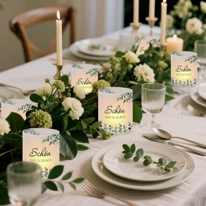 Lebao – Lot de 12 bougeoirs cylindriques brillants à motif <span class=keywords><strong>feuille</strong></span> pour décoration de table, anniversaires, mariages et autres occasions - Product Image 6
