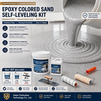 Peinture époxy auto-nivelante imperméable et antidérapante pour sols en sable coloré avec effet marbre, finition haute brillance, application au rouleau