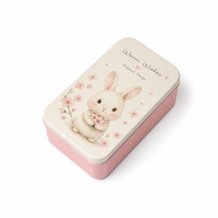 Scatola Rettangolare in Latta per Caramelle con Coperchio Scorrevole, Piccola Scatola Regalo in Metallo, Contenitore Stampato in Colori Pastello per Gioielli e Bomboniere