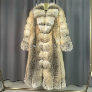 Özelleştirilebilir Casual Streetwear uzun kış kalınlaşmış sıcak tam kollu yüksek kalite moda kadın tilki kürk gerçek altın - Product Image 1
