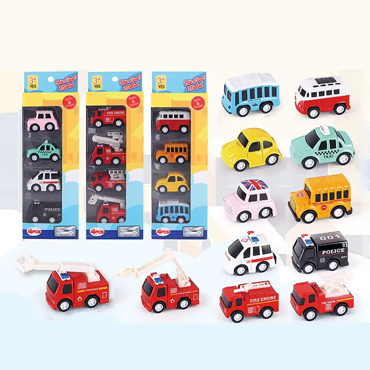 Mini dessin animé retirer moulé sous pression en métal jouet véhicule alliage voiture jouets éducatifs en métal voiture cadeau jouets pour enfants