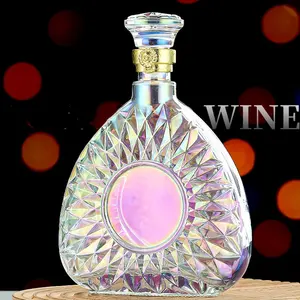 High-Grade Electroplated 500ml 700ml 750ml Brandy With Lid Color Optional Glass Empty Bottles