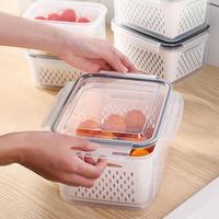 Conteneurs de rangement pour fruits et légumes frais, organisateur de réfrigérateur en plastique, panier de drainage pour cuisine, garde-manger, boîte de rangement alimentaire