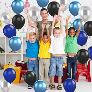 Set de 30 Globos de Helio Azul Marino, Negro y Plateado de 12 Pulgadas para Fiestas de Halloween, Cumpleaños, Baby Showers y Graduaciones - Product Image 6