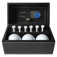 Coffret cadeau d'accessoires de golf, kit de golf haut de gamme en cuir avec 3 balles de golf, 6 tees de golf et outil de réparation de divots magnétique