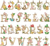 26 Breloques Métalliques Lettres Initiales pour Fabrication de Bijoux, Breloques Alphabet A-Z en Forme de Fleur pour Bracelets, Colliers, Boucles d'Oreilles, Porte-clés, Étiquettes Nom