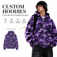 Fabricants de vêtements OEM, sweat à capuche personnalisé pour homme, imprimé camouflage intégral, sweat à capuche zippé, camouflage, sweat à capuche surdimensionné