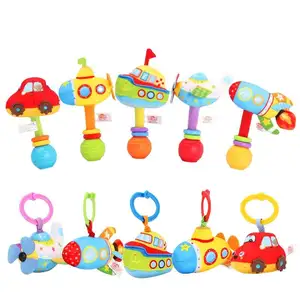 2024 New Transportation Animal Vibrator Exercise Touch Toy Hand Bell Soft Plush Baby Hand Rattles Sticks Play Jitter Toys