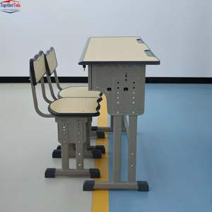 ชุดโต๊ะนักเรียนแบบปรับระดับความสูงได้พร้อม<span class=keywords><strong>เก้าอี้</strong></span>แบบสองที่นั่ง โครงเหล็ก สำหรับเฟอร์นิเจอร์ห้องเรียนระดับประถมและมัธยม - Product Image 1