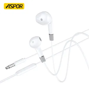 Aspor A218立体声电线耳机耳塞Ecouteur Avec Fil耳廓电缆耳机有线麦克风3.5毫米批发