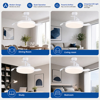 Ventilateur de plafond LED rétractable silencieux BLDC 36/42 pouces avec lumière, pour intérieur, maison, enfants, salon, chambre, réglable en intensité, fabrication OEM/ODM