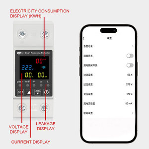 Tuya Smart <span class=keywords><strong>Home</strong></span> <span class=keywords><strong>WiFi</strong></span> Medición MCB Disyuntor Din Voltaje Protector Interruptor de control remoto para monofásico AC Made PC