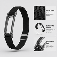 Correa Elástica de Nailon para Fitbit Air con Funda Protectora Metálica Personalizada, Correa de Repuesto Transpirable Tejida para Deportes y Uso Diario