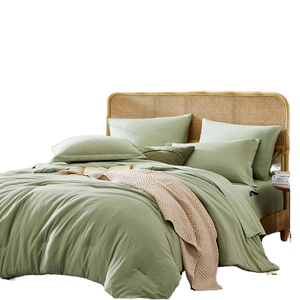 Ensemble de couette Queen toutes saisons, <span class=keywords><strong>vert</strong></span> sauge doux, polyester tissé 200TC, literie comprenant <span class=keywords><strong>drap</strong></span>-<span class=keywords><strong>housse</strong></span>, <span class=keywords><strong>drap</strong></span> plat et 2 taies d'oreiller - Product Image 6