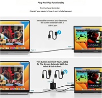 Moniteur portable 15,6 pouces FHD 1080P IPS HDR avec béquille intégrée 75x75mm VESA, finition mate, format 16:9, haut-parleurs doubles