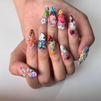 Uñas Postizas Cuadradas Opulent Almond de Grado Comercial con Diseño de Mariposa, Reutilizables, con Logotipo Personalizado, Equipo de Belleza Profesional para Dedos