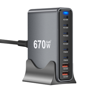 GaN Tech Kabbol 670W Chargeur PD USB 8 ports 2USB-A + 6USB-C PD QC Station de charge rapide pour ordinateurs portables et smartphones - Product Image 5