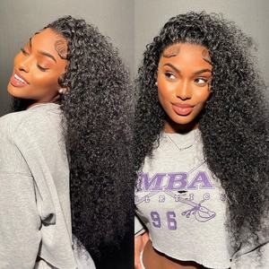 Perruques en cheveux humains à dentelle transparente HD bouclés profonds en gros, perruques en cheveux humains indiens à ondulations d'eau bouclées - Product Image 1