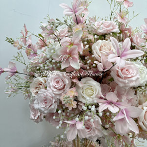 2025 DKB Rosa artificial y Bola de flores de aliento de bebé blanco boda 60cm centros de mesa de flores - Product Image 5