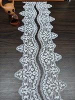 Bordure en dentelle brodée style Alençon, motif floral blanc, motif de feuillage, bordure picot pour robe de mariée, accessoires de décoration intérieure, vente en gros