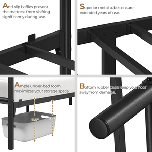 Cadres de <span class=keywords><strong>lit</strong></span> en métal robustes, sommier plateforme en métal avec tête de <span class=keywords><strong>lit</strong></span> au design inspiré des nuages, grand espace de rangement sous le <span class=keywords><strong>lit</strong></span> - Product Image 5