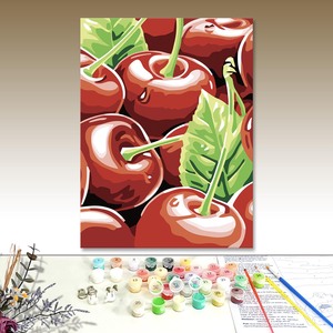 Paint Numbers Cherry Still Life Modern Eco-Friendly <b>Canvas</b> Art Solid Wood <b>Frame</b> Digital Printing Handmade Square DIY Home Decor - Product Image 1