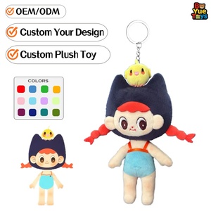 Usine de jouets en peluche personnalisés : Adorable porte-clés en peluche brodé de dessins animés pour filles, figurine d'<span class=keywords><strong>action</strong></span> en peluche, créez votre propre marque, cadeau pour enfant - Product Image 1