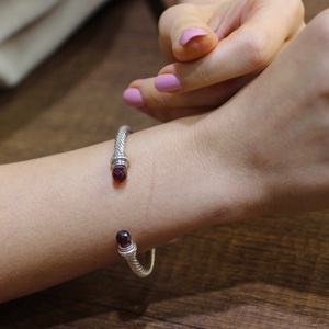 925 Sterling <b>Silver</b> Garnet Stone Twisted Romantic <b>Mens</b> <b>Bracelet</b> Handmade Turkish Jewelry NUSRET - Product Image 6