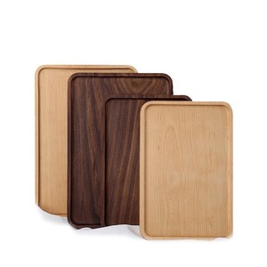 Plateau de service en bois massif rectangulaire en hêtre et noyer pour café, thé, repas d'hôtel - Product Image 5
