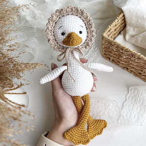 Adorabile Peluche Fatto a Mano, Pupazzo Amigurumi all'Uncinetto a Forma di <span class=keywords><strong>Oca</strong></span> <span class=keywords><strong>Bianca</strong></span> - Product Image 1