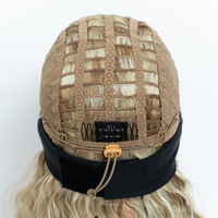Perruque synthétique à ondulations d'eau blonde ombrée, deux façons d'utiliser : perruque ou queue de cheval, fibre résistante à la chaleur, sans colle, perruque à bandeau en cheveux synthétiques