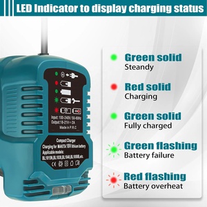 Cargador de Batería de Litio de 18 Voltios de Repuesto para Batería de Iones de Litio <span class=keywords><strong>Makita</strong></span> de 18 V BL1850 BL1860 <span class=keywords><strong>BL1430</strong></span> BL1830 Mini Cargador Compacto - Product Image 3