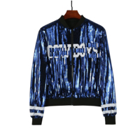 Usine Personnaliser En Gros Toutes Les Conceptions Des Équipes De Football NFLW Logo Rouge Bleu Paillettes Bling Veste Chemise