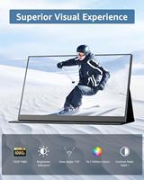 Monitor Portátil de 15.6 Pulgadas con Pantalla Táctil 1920x1080 IPS HDR 60Hz FHD, Altavoces Duales, Estuche de Cuero para Teléfono, PC y Consola