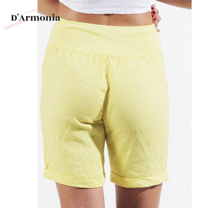 2024 New Design Fashion Summer <b>Women</b> Customizable Casual <b>Shorts</b> <b>Knee</b> Elastic Mid Flat Breathable Eco-Friendly Made Italy <b>Linen</b> - Product Image 2