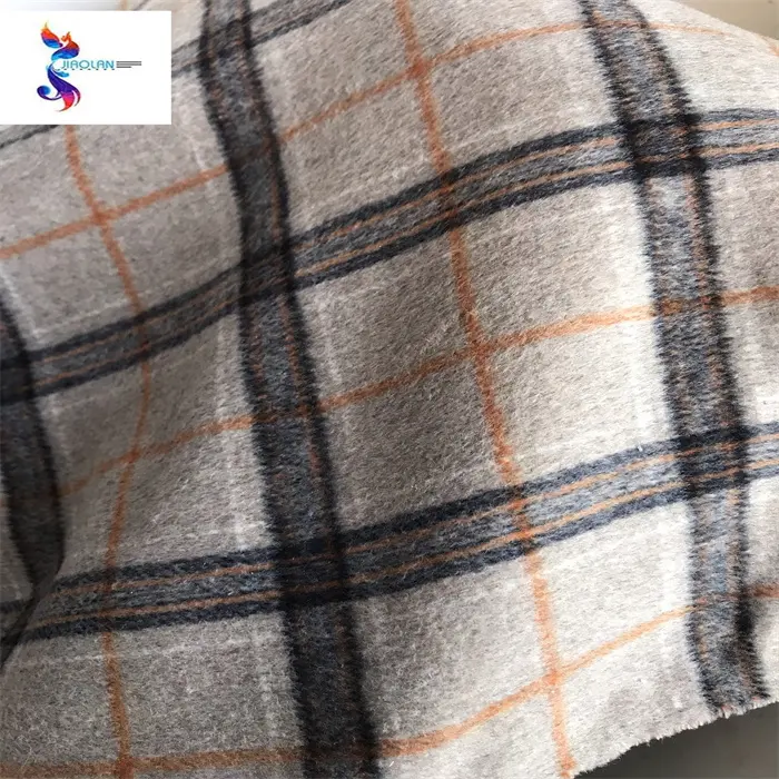 Keqiao Textile Yarn Dyed Tweed Fabric Wholesale Woolen Checks Fabric Cloth Stocklot Plaid Polyester Wool Fabric
