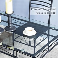 Chaises de table en métal plateau en verre renforcé adapté au salon table de salle à manger 4 chaises; table avec chaises de salle à manger noir