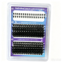 Kit de cils en grappe 3D mixtes 14-24mm 80D 100D 200D, en fibres PBT douces, sans cruauté animale, pré-coupés pour DIY