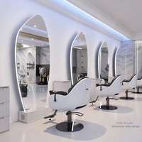 Neuer Stil Moderner Minimalistischer Leder-Frisiertisch mit Standspiegel für Dauerwellen/Färbeprozesse in Gewerblichen Friseursalons