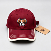 Topi Baseball Bordir Anjing Lucu 6 Panel Custom Grosir, Patch Anak Anjing, Pinggiran Melengkung, Bernapas, Nyaman, Sporty, Motif Argyle