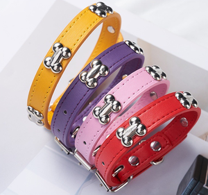 Collare personalizzato <span class=keywords><strong>per</strong></span> animali domestici in pelle di cane <span class=keywords><strong>per</strong></span> <span class=keywords><strong>cani</strong></span> di piccola taglia e gatti in tinta unita <span class=keywords><strong>con</strong></span> il nome collo collari - Product Image 5