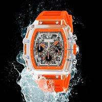 Reloj de Pulsera para Hombre SKMEI 2305, Nuevo Diseño, Lujoso y Moderno, Caja Transparente, Correa de Silicona, Resistente al Agua, Esfera con Agujas
